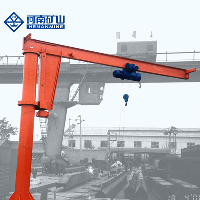 Warna Merah 3T 20m / Min Warehouse Pillar Mounted Jib Crane Dengan Hoist